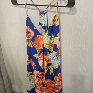 GB Girls Vibrant Floral Print Strappy Silk Midi Vacation Beach Dress Size Medium